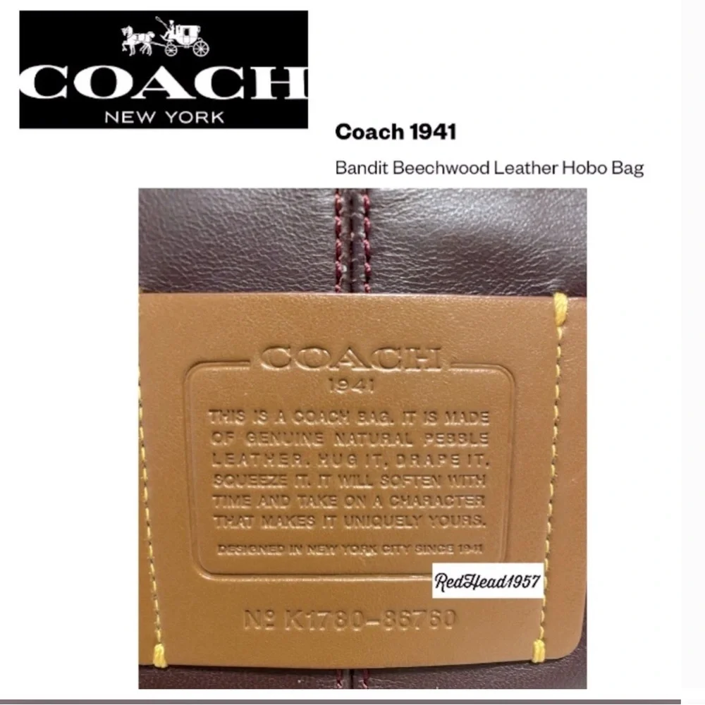 Coach 1941 Legacy Glovetanned Leather Bandit Beechwood HoBo Shoulder bag π₯°β₯οΈ π - Picture 6 of 9